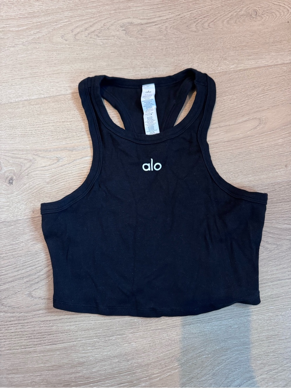 Alo Black Ribbed Athletic Tank Top size S